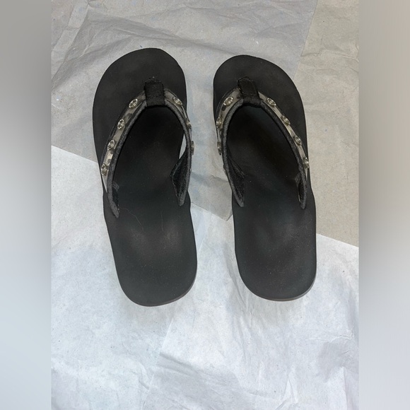 Unbranded Camo Print Crystal Studs VelcroStrap PlatformChunky Y2K Flip Flops Sz9 - Picture 9 of 10